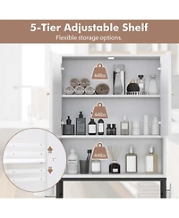 Costway Over The Toilet Storage Cabinet Free Standing Rack with Adjustable Shelf