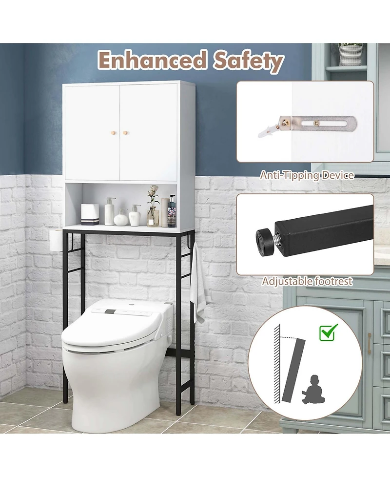 Costway Over The Toilet Storage Cabinet Free Standing Rack with Adjustable Shelf