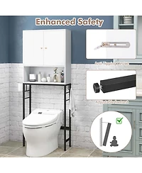 Costway Over The Toilet Storage Cabinet Free Standing Rack with Adjustable Shelf