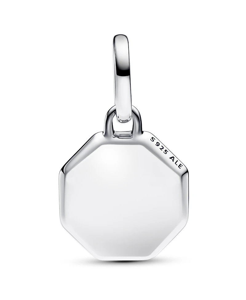 Pandora Sterling Silver Turquoise-colored Engravable Mini Medallion Charm