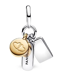 Pandora Sterling silver and 14k Gold-plated unique metal blend Friendship Triple Dangle Charm