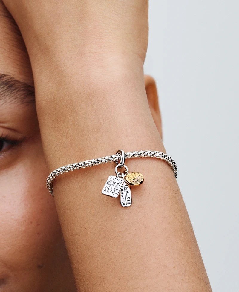 Pandora Sterling silver and 14k Gold-plated unique metal blend Friendship Triple Dangle Charm