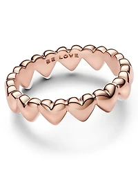 Pandora 14k Rose Gold-plated Row of Hearts Ring