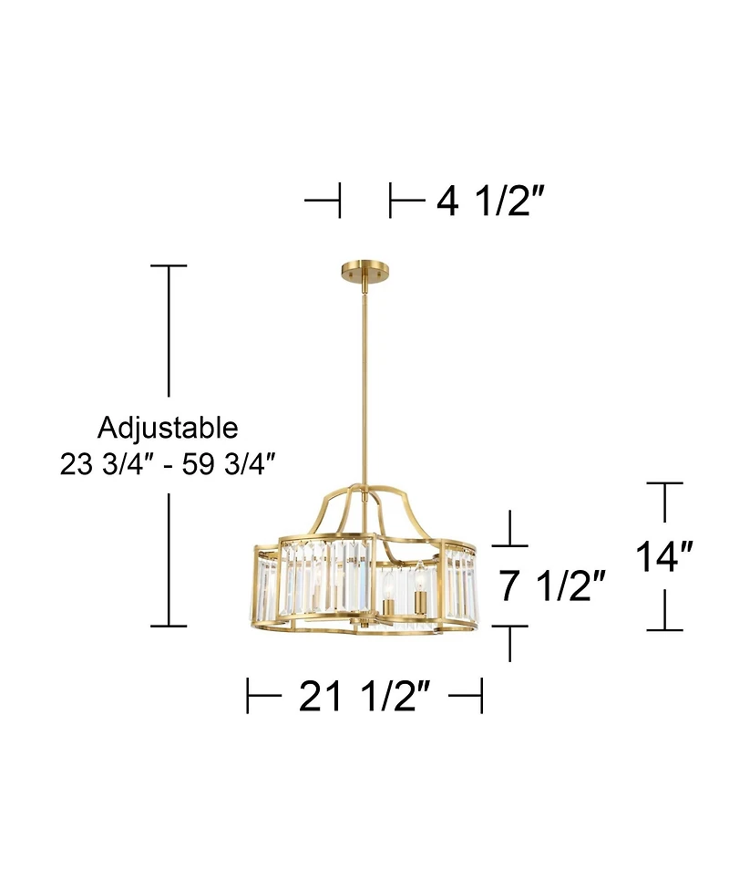 Possini Euro Design Gillian Gold Pendant Chandelier 21 1/2" Wide Modern Crystal 4-Light Fixture for Dining Room Kitchen Island