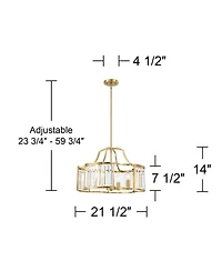 Possini Euro Design Gillian Gold Pendant Chandelier 21 1/2" Wide Modern Crystal 4-Light Fixture for Dining Room Kitchen Island