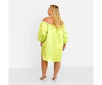 Rebdolls Women's Plus Giulia Off Shoulder Mini Shift Dress