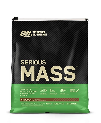 Optimum Nutrition, Serious Mass, 50g Protein Powder, Chocolate, 12 lb, 16 Servings