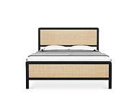 gaomon Queen Metal Bed Frame with Rattan Headboard and Footboard, Platform Safe Rounded Corners, Under Storage, Strong S