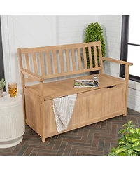 Jonathan Y Sophie 48" Traditional Farmhouse Lift-Top Acacia Wood Storage & Entry Bench, Light Teak Matte Finish