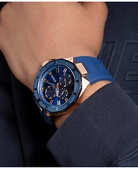 Guess Men's Multi-Function Blue Silicone Watch 46mm