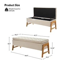 Hulala Home Mid-century Modern Lydia Storage Bench with Solid Wood Legs