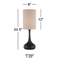 360 Lighting Droplet 24 1/2" High Mid Century Modern Table Lamp Brown Espresso Bronze Finish Metal Tan Cylinder Shade Living Room