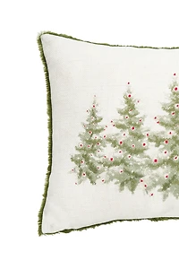 13" x 20" Winter Trees Embellished Christmas Throw Pillow
