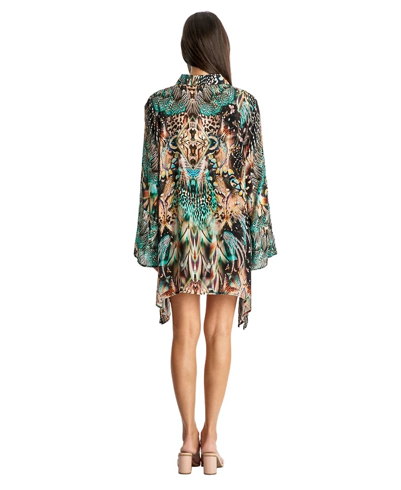 La Moda Clothing Women's Short Buttoned Overshirt