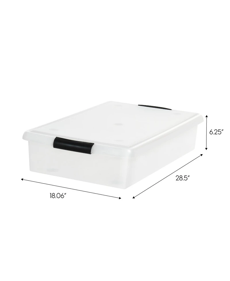 Iris Usa 40 Qt Plastic Under Bed Storage Stackable Nestable Organizer Bin Container with Secure Lids and Durable Black Buckles, Multi-Purpose for Clot