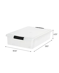 Iris Usa 40 Qt Plastic Under Bed Storage Stackable Nestable Organizer Bin Container with Secure Lids and Durable Black Buckles, Multi-Purpose for Clot