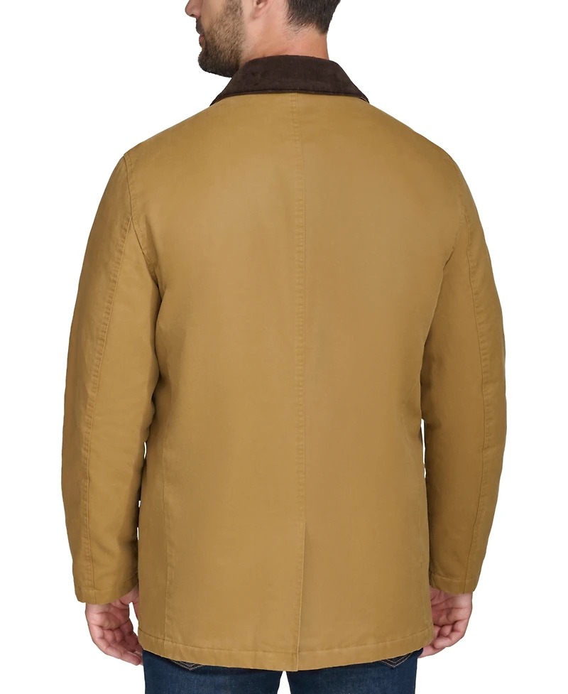 Cole Haan Men's Corduroy-Shirt-Collar Waxed Rain Jacket