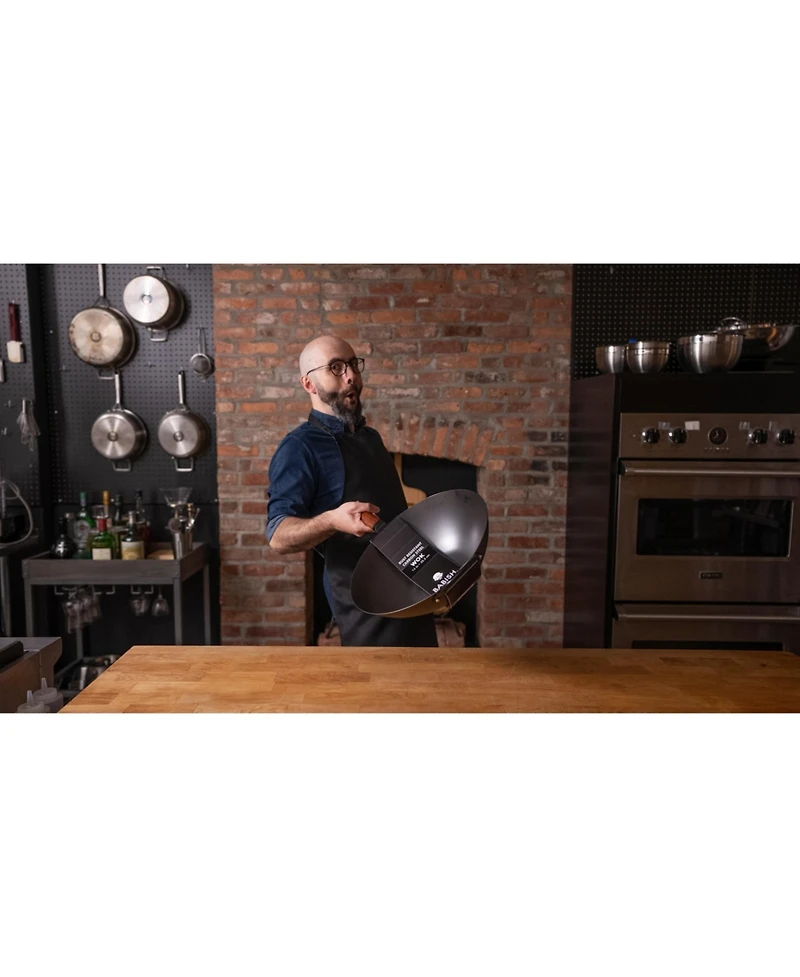 Babish 14-Inch Carbon Steel Flat Bottom Wok