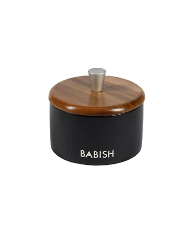 Babish Stoneware Salt Cellar W/ Wood Lid - Stoneware - 4" X 3.5"