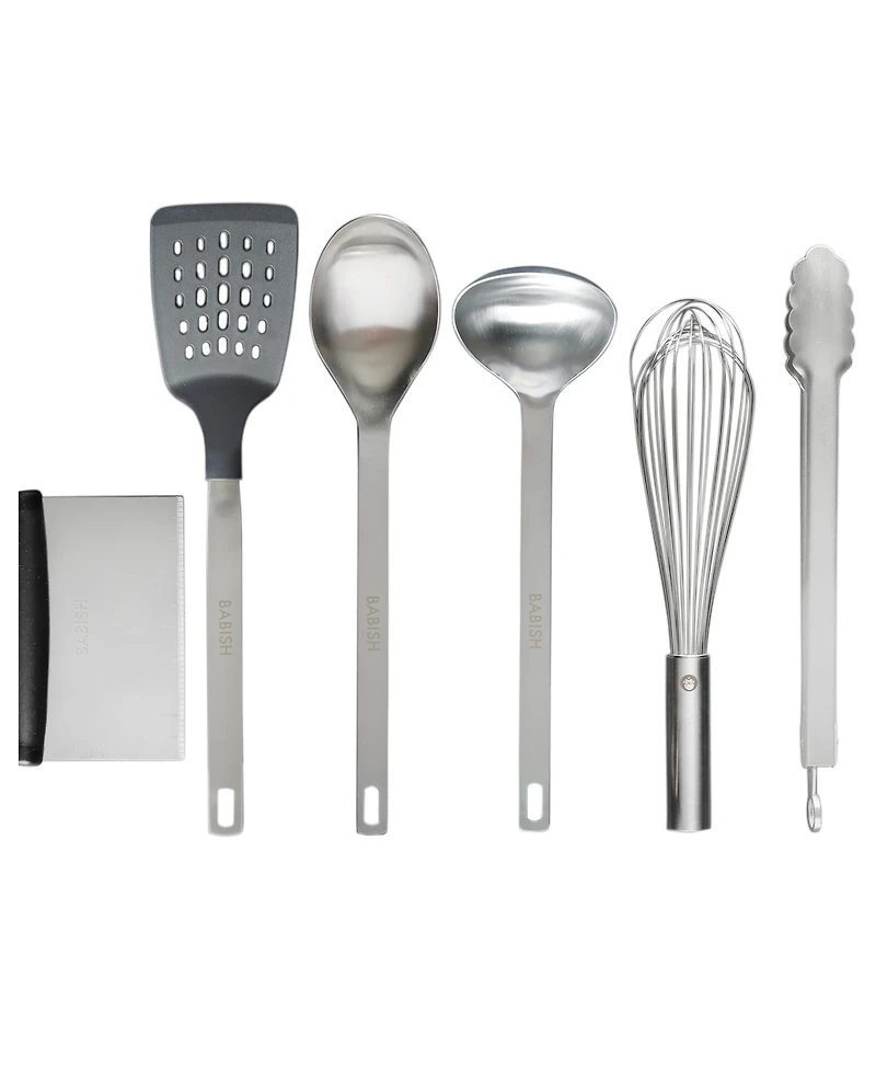 Babish 11 Piece Essential Wood, Silicone, and Stainless Steel Tool Set
