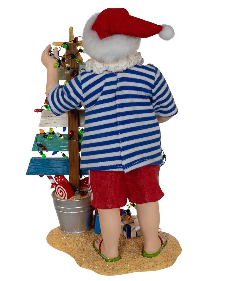 Kurt Adler 10.5-Inch Fabriche Beach Santa with Lighted Sign