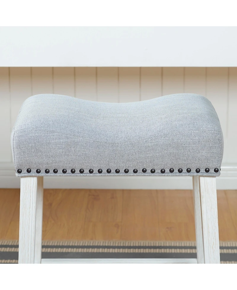 Streamdale Furniture Elegant Saddle Seat Barstools with Nailhead Trim