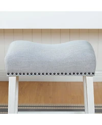 Streamdale Furniture Elegant Saddle Seat Barstools with Nailhead Trim