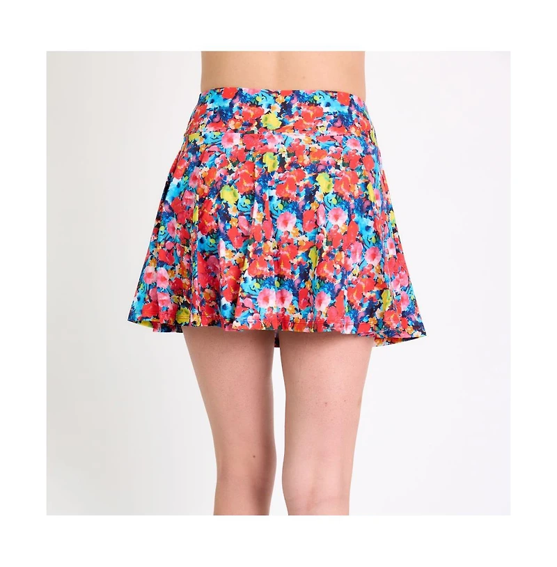 Calypsa Women's Flowy Swim Skirt With Attached Shorts