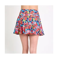 Calypsa Women's Flowy Swim Skirt With Attached Shorts