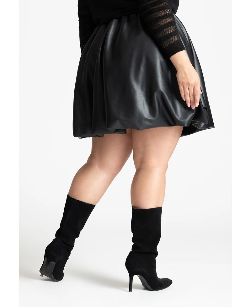 Eloquii Women's Faux Leather Bubble Hem Skirt