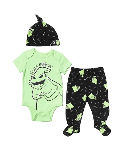 Nightmare Before Christmas Baby Boys Bodysuit Pants and Hat 3 Piece Outfit Set