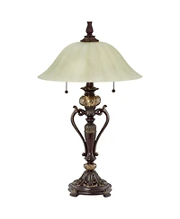 Kathy Ireland Amor Traditional Table Lamp 26" High Bronze Alabaster Champagne Glass Shade for Bedroom Living Room Bedside Nightstand Office Kids