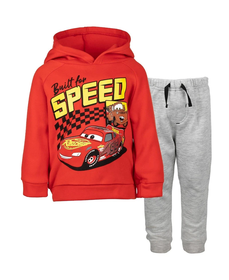 Disney Boys Pixar Cars Lightning McQueen Fleece Pullover Hoodie and Pants Outfit Set to