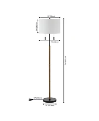 Jonathan Y Maude 61" Rustic Farmhouse Iron Candlestick Pull Chains Led Floor Lamp, Brown Wood Finish/Black