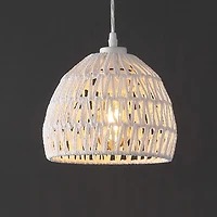 Jonathan Y Campana 8.25" 1-Light Bohemian Modern Woven Rope/Iron Led Pendant, White