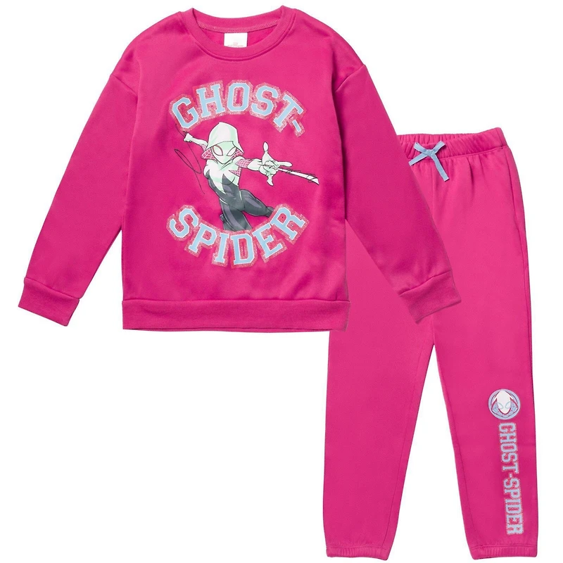 Marvel Little Girls Spider-Gwen Fleece Sweatshirt and Pants Set to