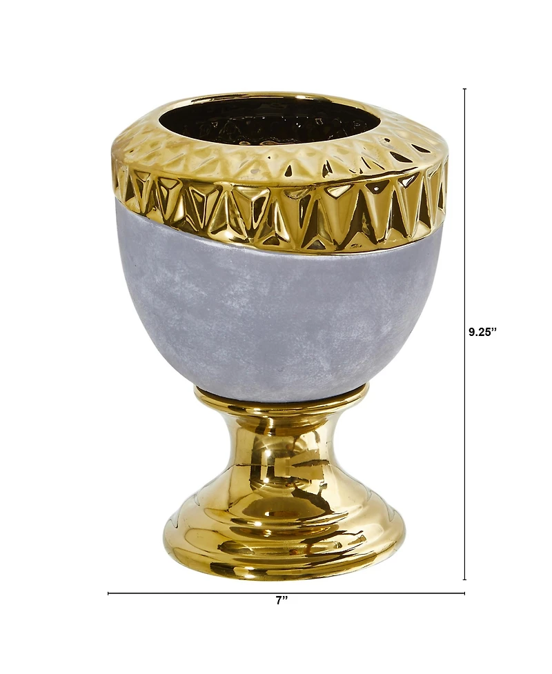 Slickblue Regal Stone Urn with Gold Accents Elegant Decorative Piece for Classic Elegance