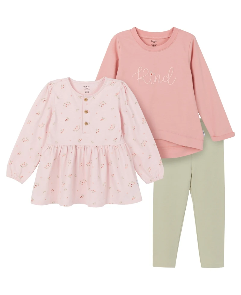 Gerber Toddler Girls Tunics and Leggings Set, 3-Piece