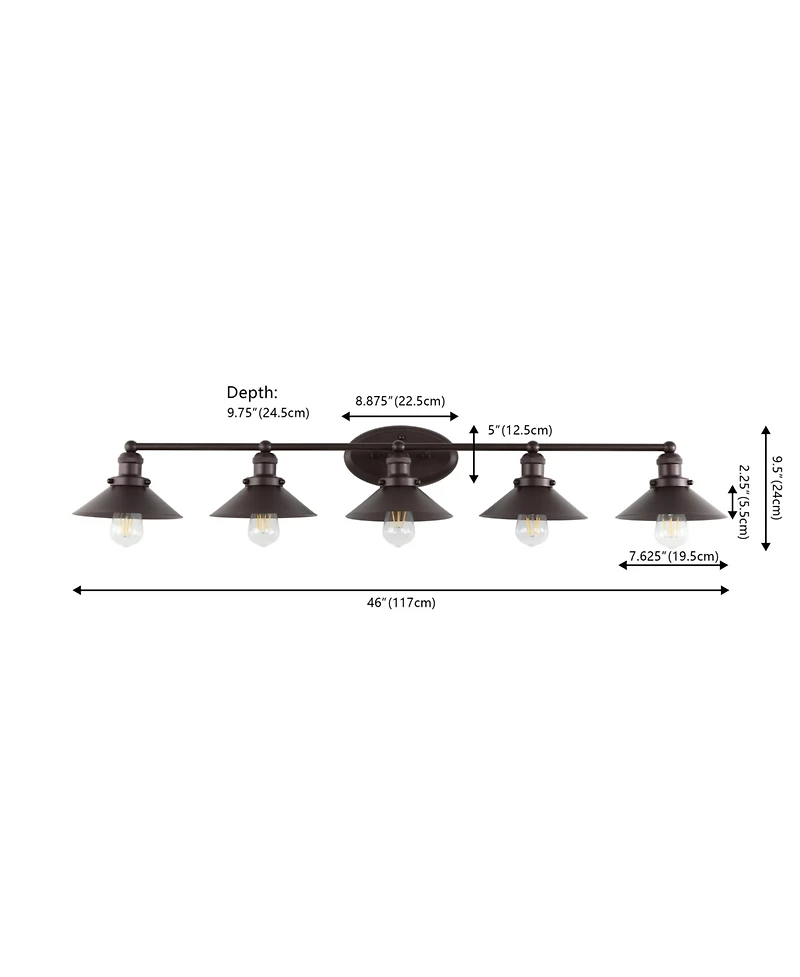 Jonathan Y July 46" 5-Light Metal Vanity Light, Oil Rubbed Bronze