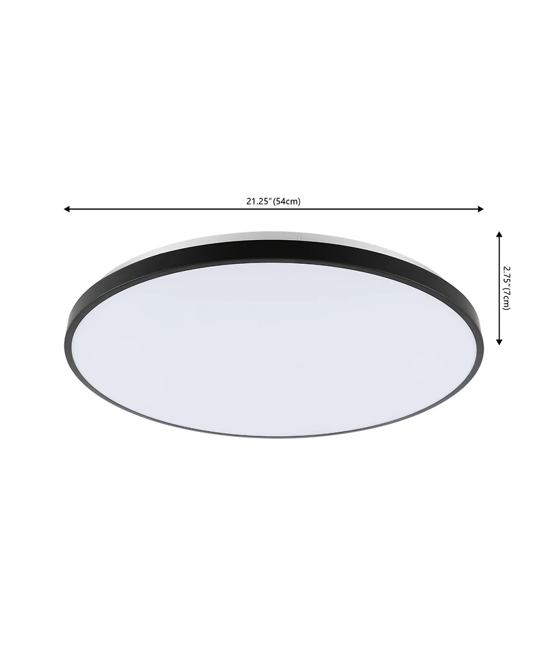 Jonathan Y Astrid 21.25" 1-Light Modern Minimalist Iron Circle Integrated Led Flush Mount, Brushed Nickel