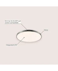 Jonathan Y Astrid 21.25" 1-Light Modern Minimalist Iron Circle Integrated Led Flush Mount, Brushed Nickel