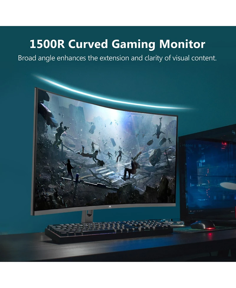 32 inch 2K 2560 x 1440 Qhd 165Hz 1ms Curved Gaming Monitor, Hdmi x 2, Dp x 2, FreeSync