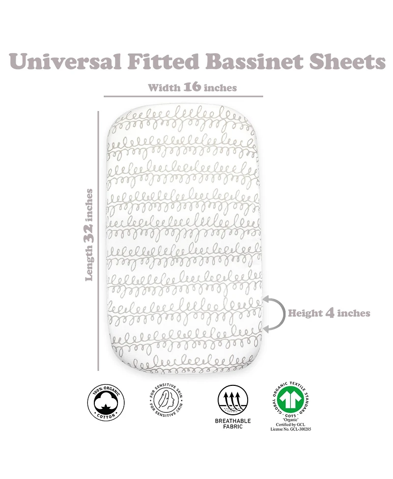 Bublo Baby Bassinet Sheet Set for Boy and Girl, 5 Pack, Universal Fitted Oval, Hourglass & Rectangle Mattress, Sheets.