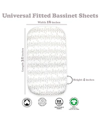 Bublo Baby Bassinet Sheet Set for Boy and Girl, 5 Pack, Universal Fitted Oval, Hourglass & Rectangle Mattress, Sheets.