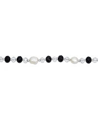 Bling Jewelry Long Black White Crystal Freshwater Cultured Pearl Strand Necklace 40 Inch