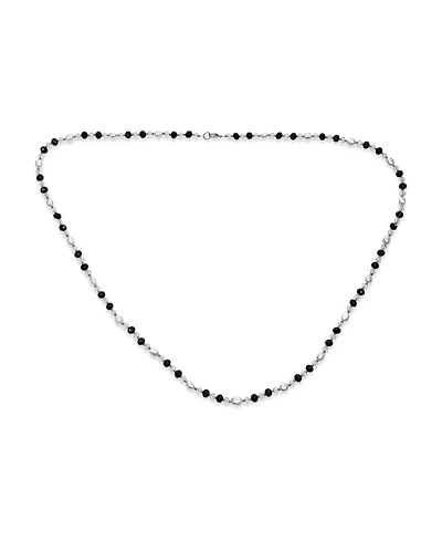 Bling Jewelry Long Black White Crystal Freshwater Cultured Pearl Strand Necklace 40 Inch