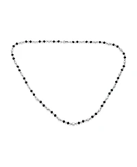 Bling Jewelry Long Black White Crystal Freshwater Cultured Pearl Strand Necklace 40 Inch