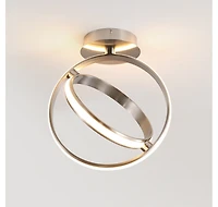 Jonathan Y Nicole 14.25" 2-Light Modern Minimalist Aluminum Ring Integrated Led Semi Flush Mount, Black