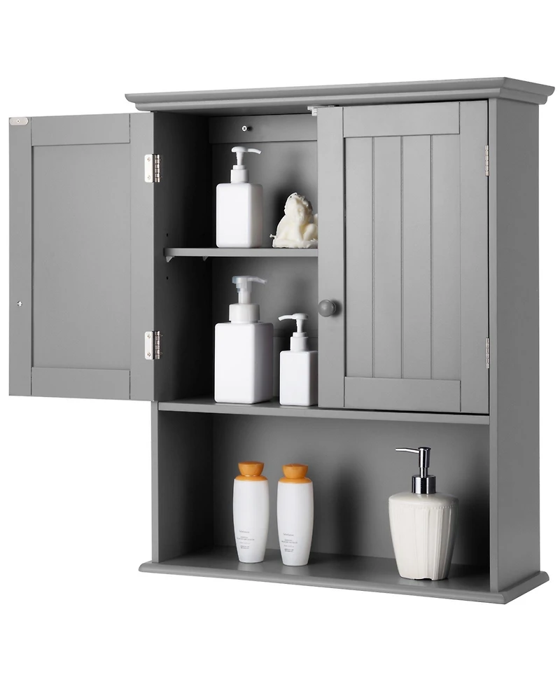 Skonyon 2-Door Wall Mount Bathroom Storage Cabinet with Open Shelf
