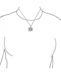 Bling Jewelry Aqua Blue Grey Pave Cz Good Luck Elephant Pendant Necklace Sterling Silver With Chain